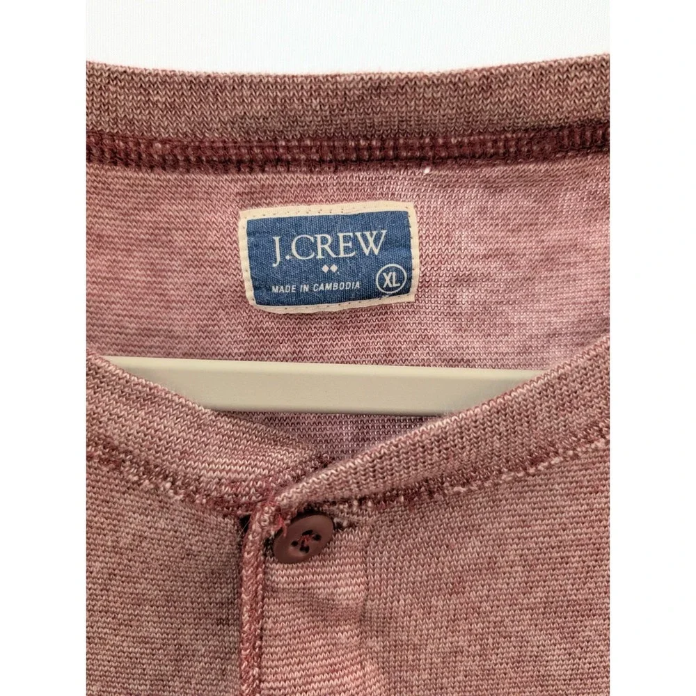 J. Crew Maroon Henley  1/4‎ Button Long Sleeve Crewneck Shirt Men's Size XL